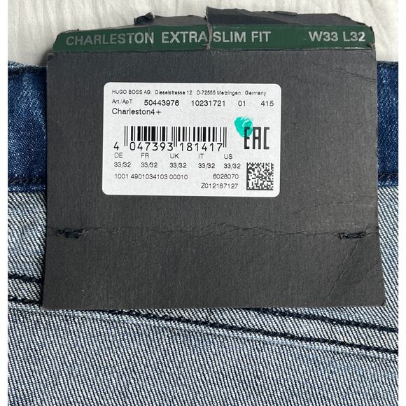 2-55 HUGO BOSS Men's Charleston Jeans Extra Slim Fit Dark Blue 33x32 - Picture 8 of 10
